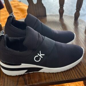 Calvin Klein Black Slip-On Sneakers with Sock-Like Fit and White Sole